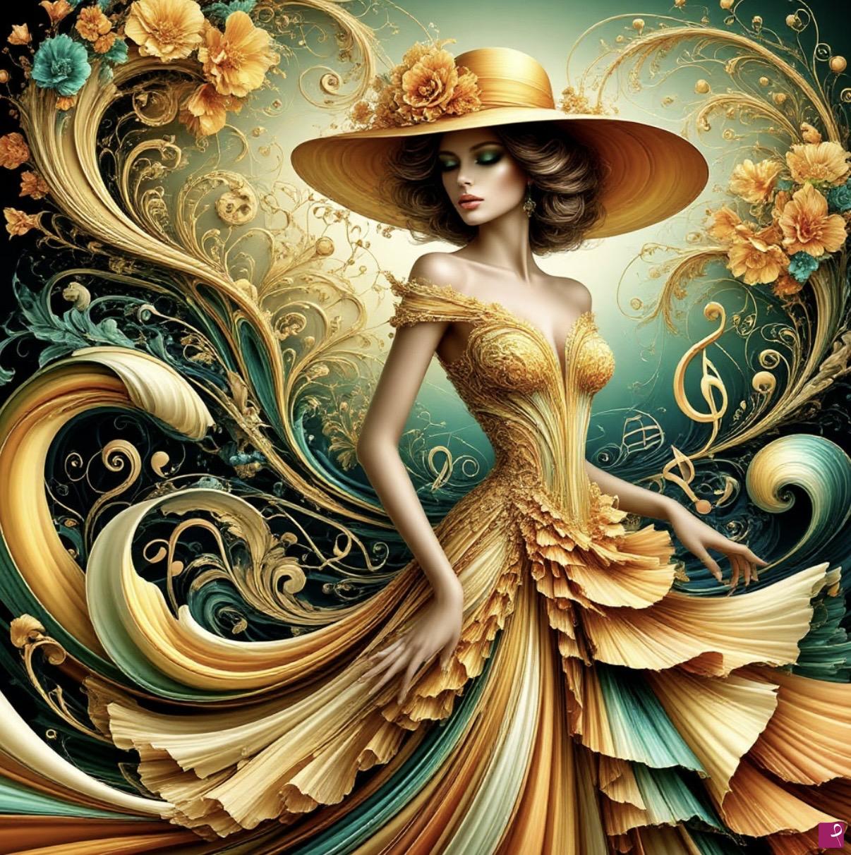 quadri in vendita online - Lady in yellow hat2