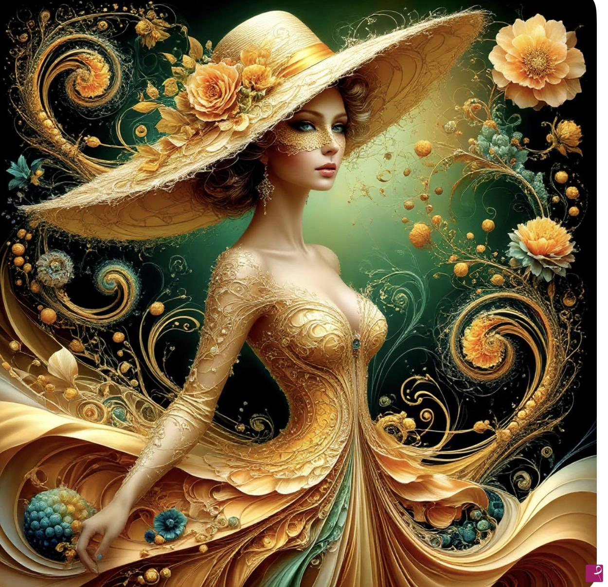 quadri in vendita online - Lady in yellow hat3