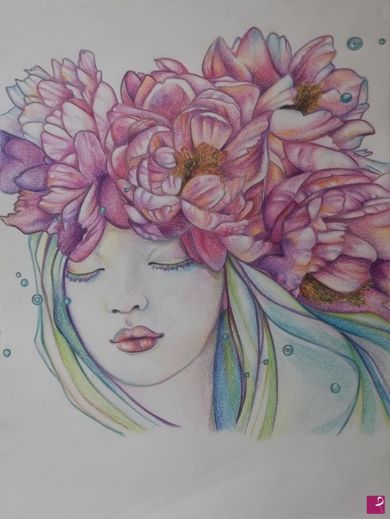 quadri in vendita online - Lady of Flowers