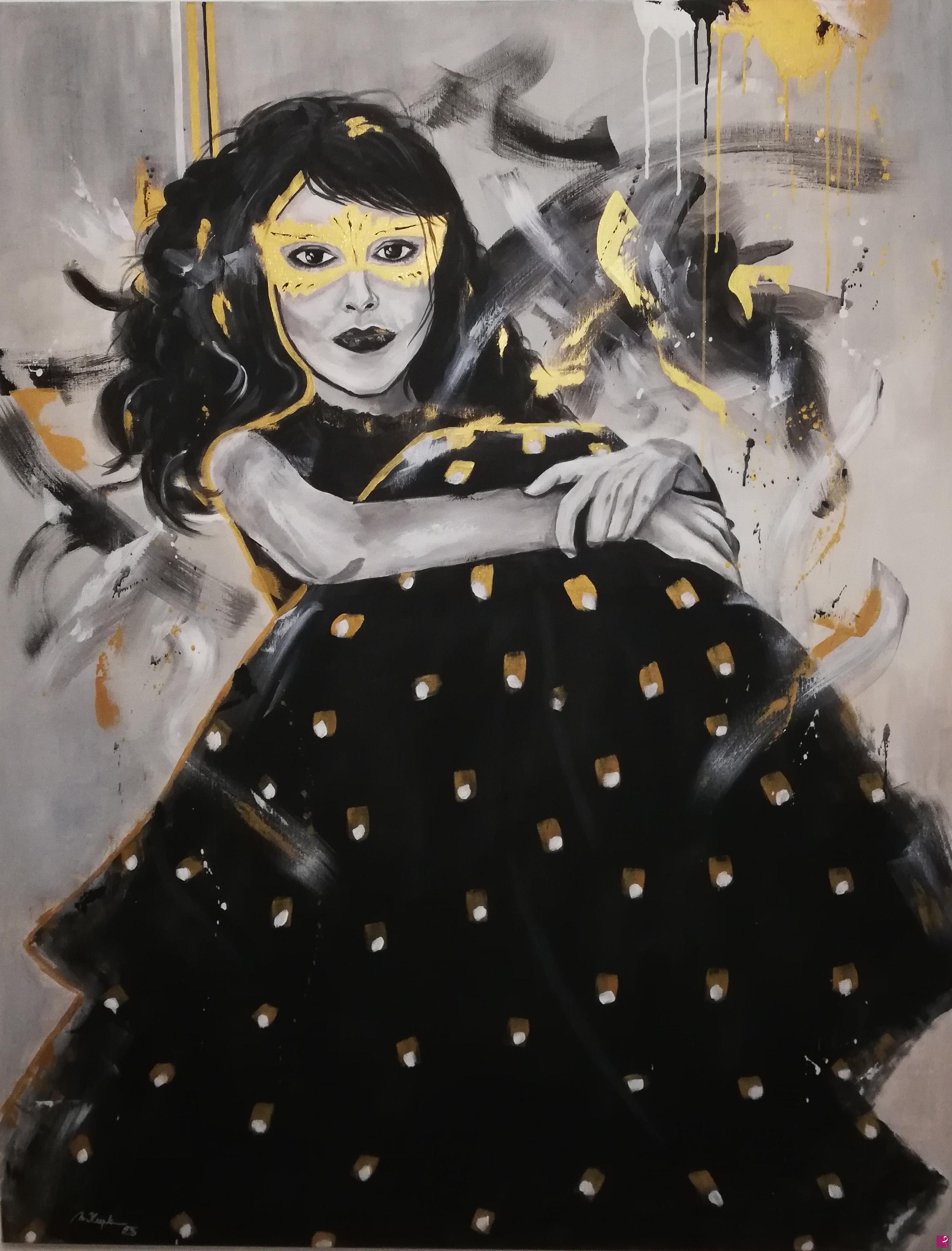 quadri in vendita online - Lady with gold mask