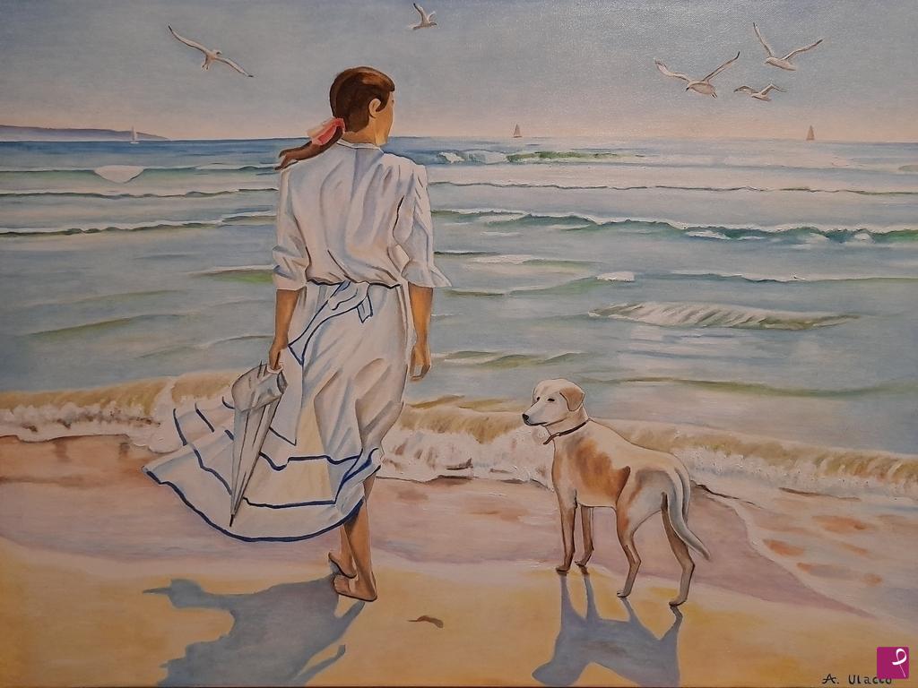 quadri in vendita online - Lady with the dog