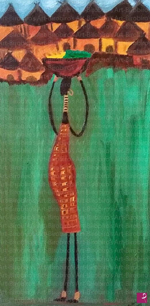 quadri in vendita online - "L'africana." Olio su tela 30x60. 
