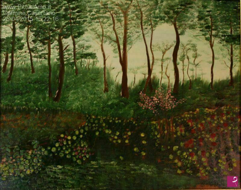 quadri in vendita online - Laghetto nel Bosco