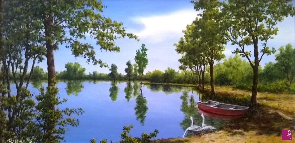 quadri in vendita online - Lago agli Agostinassi in estate