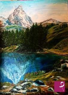 quadri in vendita online - Lago Blu  Monte cervino