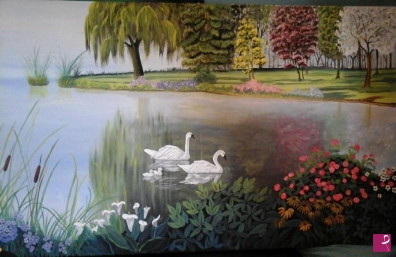 quadri in vendita online - lago dei cigni