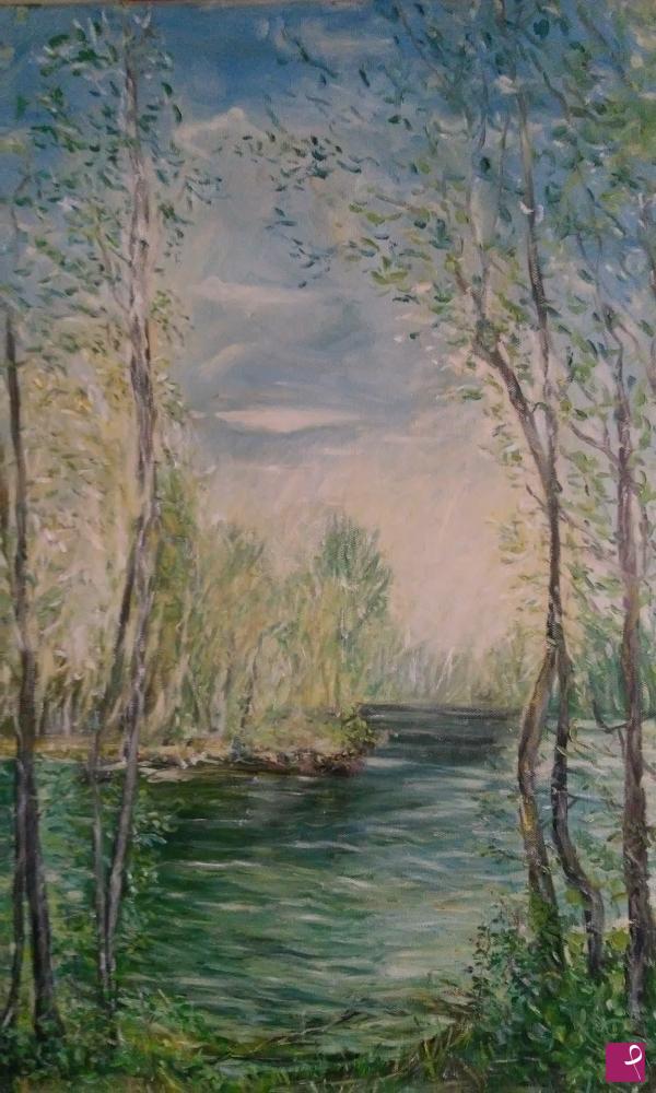 quadri in vendita online - Lago della pianura lombarda
