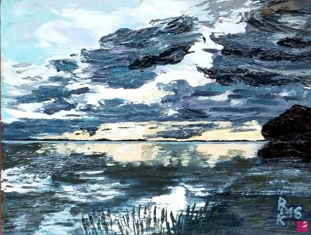 quadri in vendita online - LAGO DI FOGLIANO AL TRAMONTO