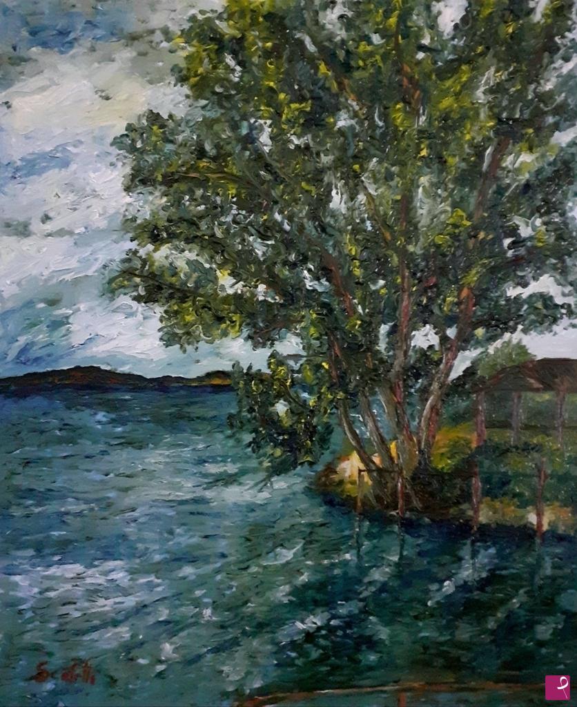 quadri in vendita online - lago di Fogliano (scorcio)