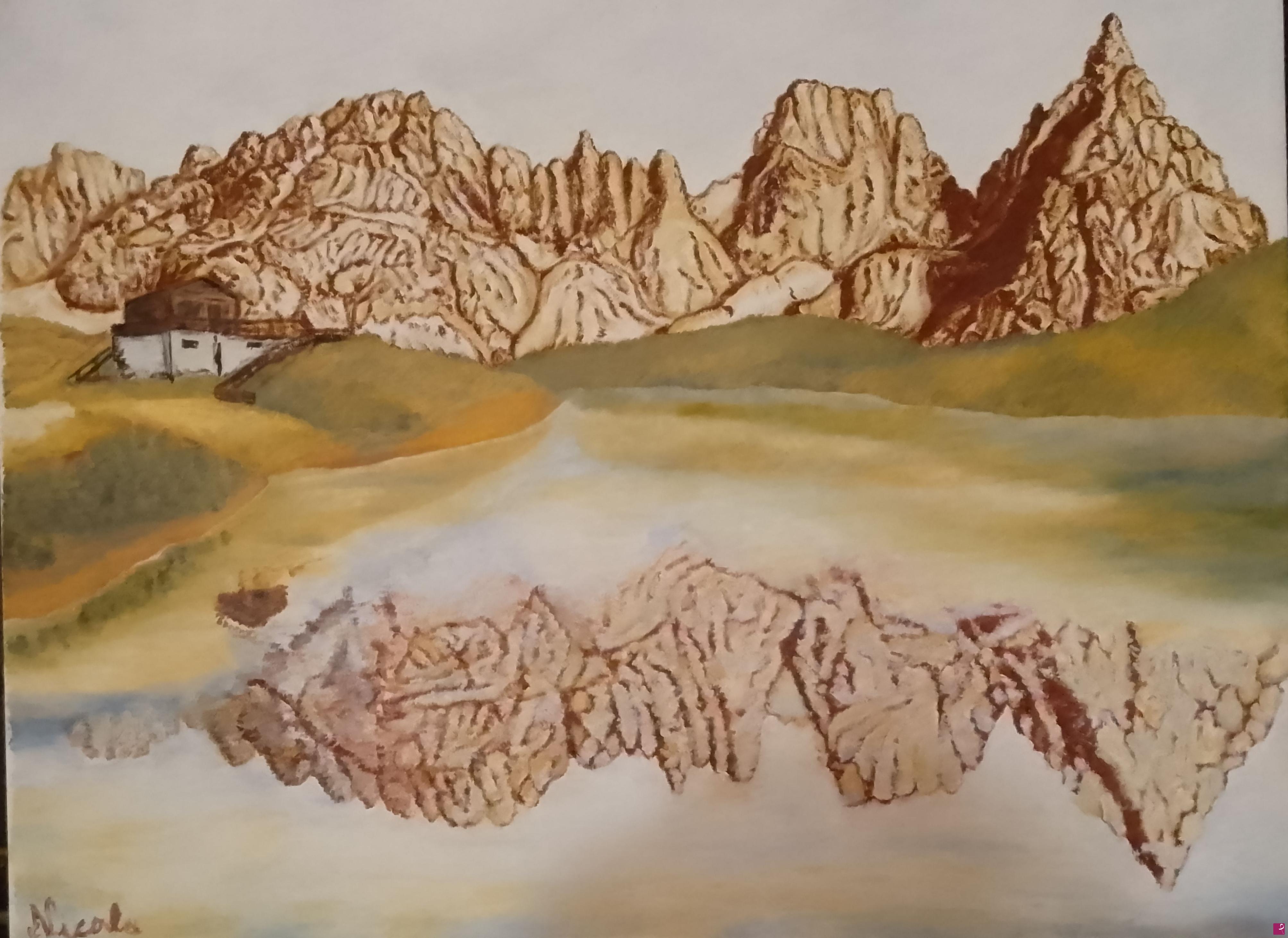 quadri in vendita online - Lago di montagna
