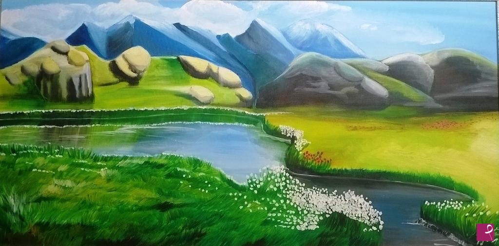 quadri in vendita online - Lago di montagna