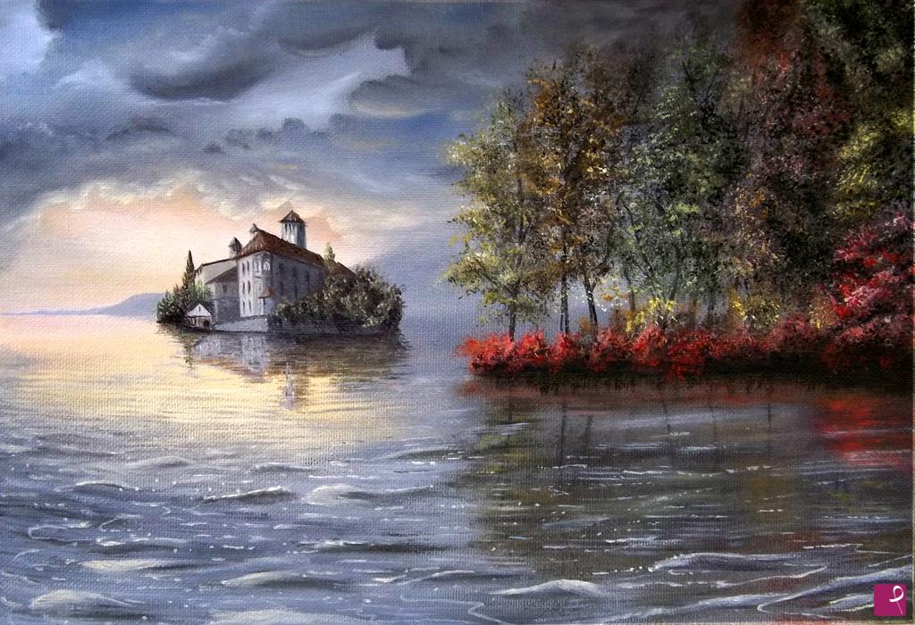 quadri in vendita online - Lago d'Orta e isola S.Giulio