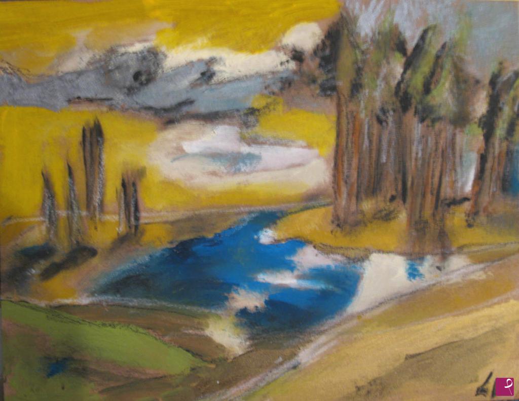 quadri in vendita online - Lago e boschetto di pini (lib. isp. Albrecht Durer 1496