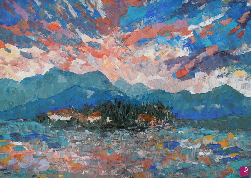 quadri in vendita online - Lago Maggiore al tramonto - 165
