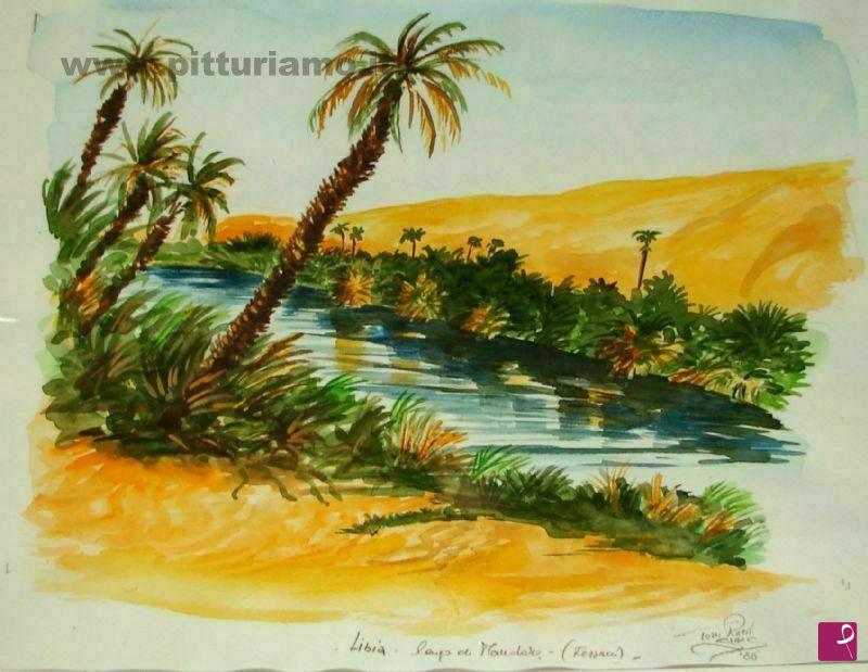 quadri in vendita online - Lago mandarà - Lybia
