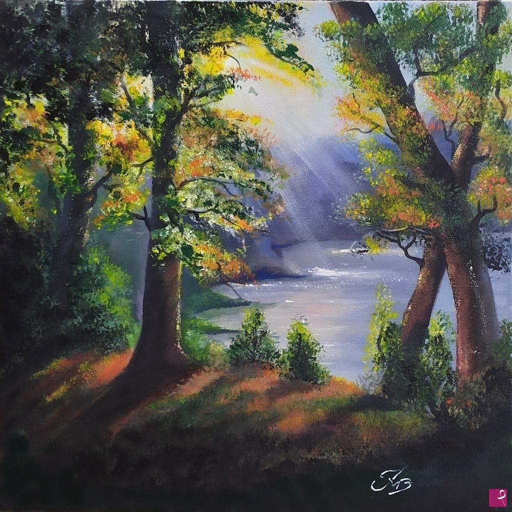 quadri in vendita online - Lago nel bosco 