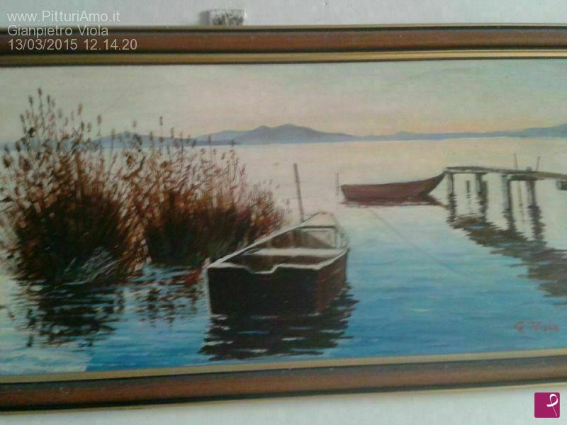 quadri in vendita online - Lago,Barche,Tramonto
