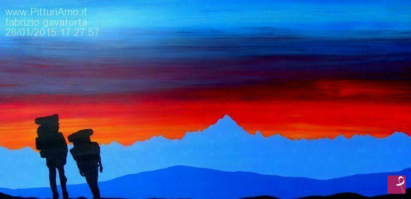 quadri in vendita online - L'alba sul Monviso