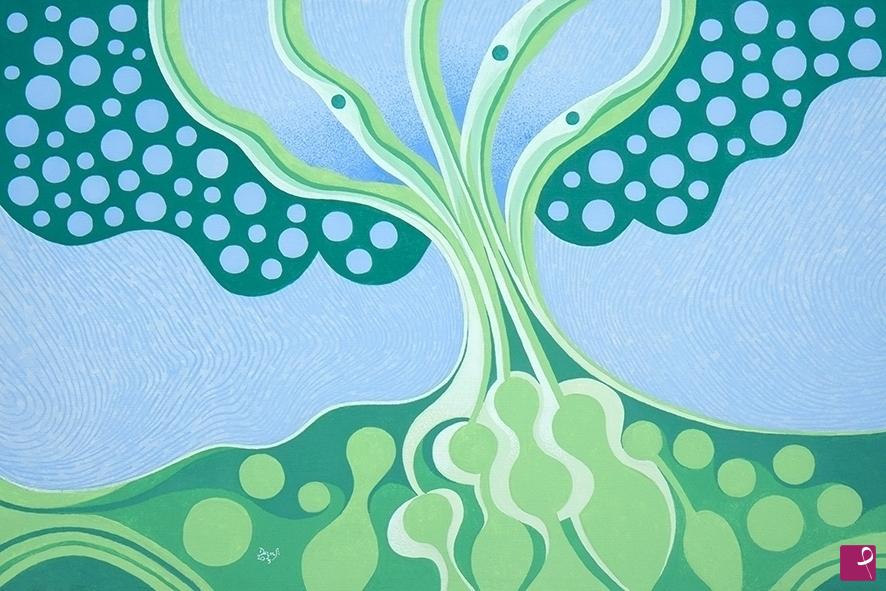 quadri in vendita online - l'albero dai frutti celesti