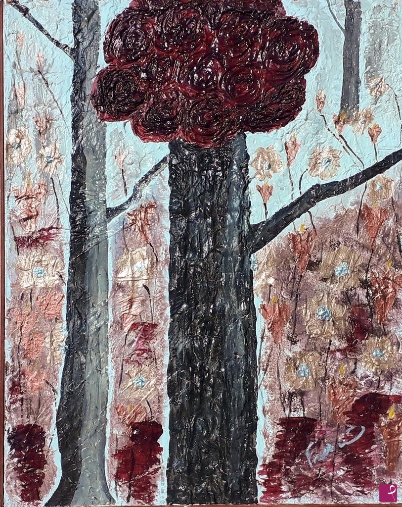 quadri in vendita online - L'albero delle rose