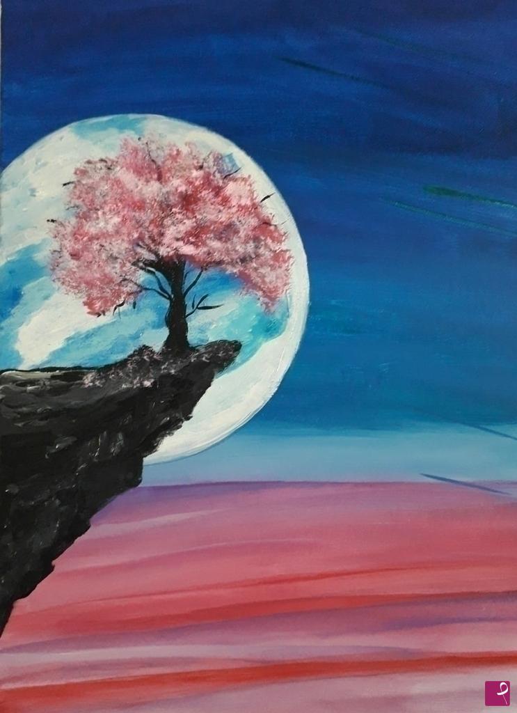 quadri in vendita online - L'ALBERO ILLUMINATO DALLA LUNA