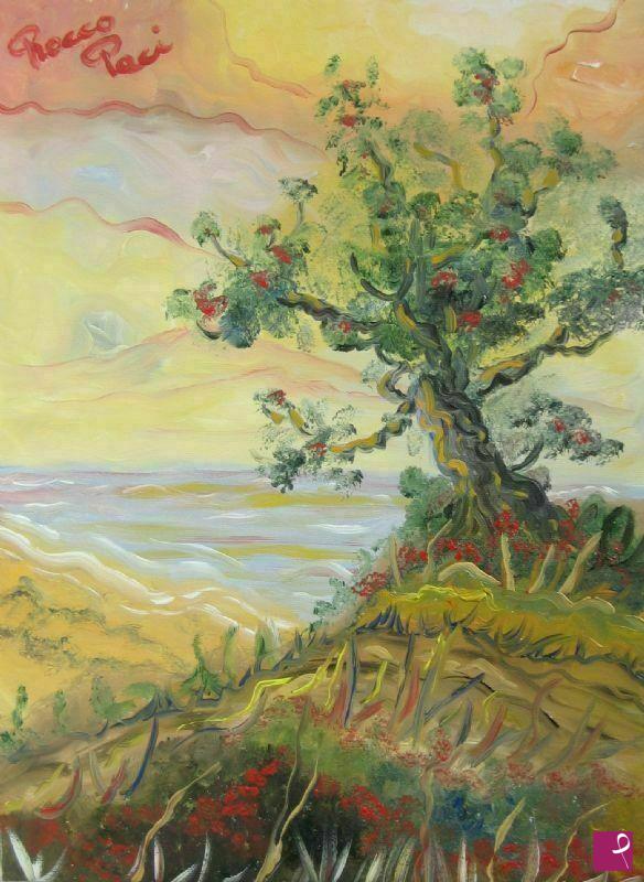 quadri in vendita online - L'albero in collina