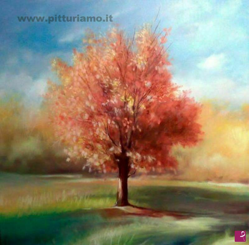 quadri in vendita online - L'albero rosso