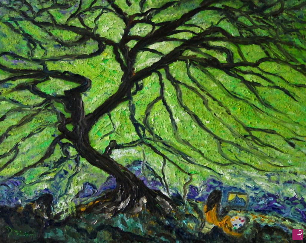 quadri in vendita online - L'albero verde