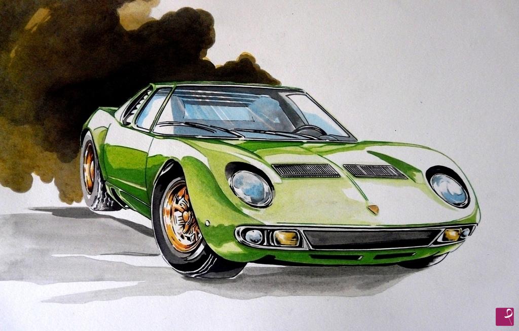 quadri in vendita online - LAMBORGHINI MIURA 1966