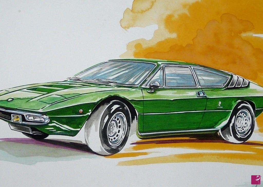 disponibile quadro - LAMBORGHINI URRACO P250 1974 - Federico De Muro |  PitturiAmo® APS