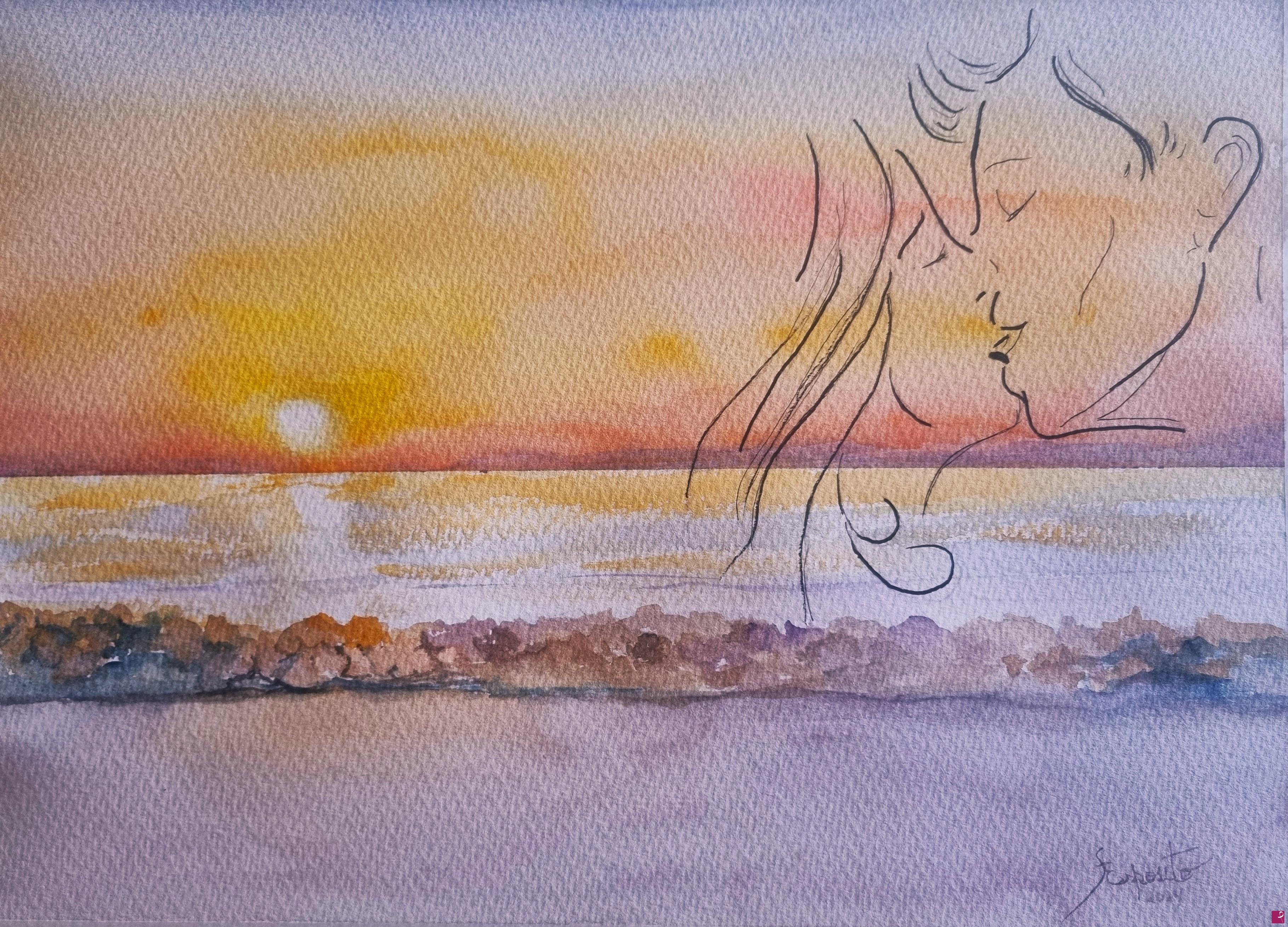 quadri in vendita online - L'Amore nel Tramonto