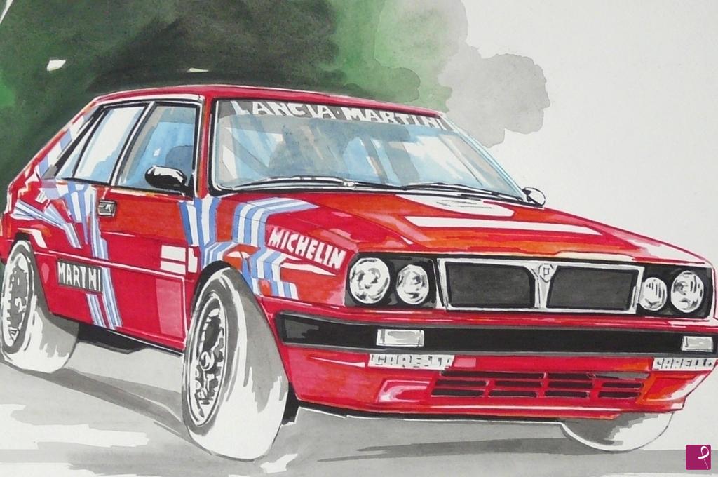 quadri in vendita online - LANCIA DELTA RALLY MARTINI RACING 1985