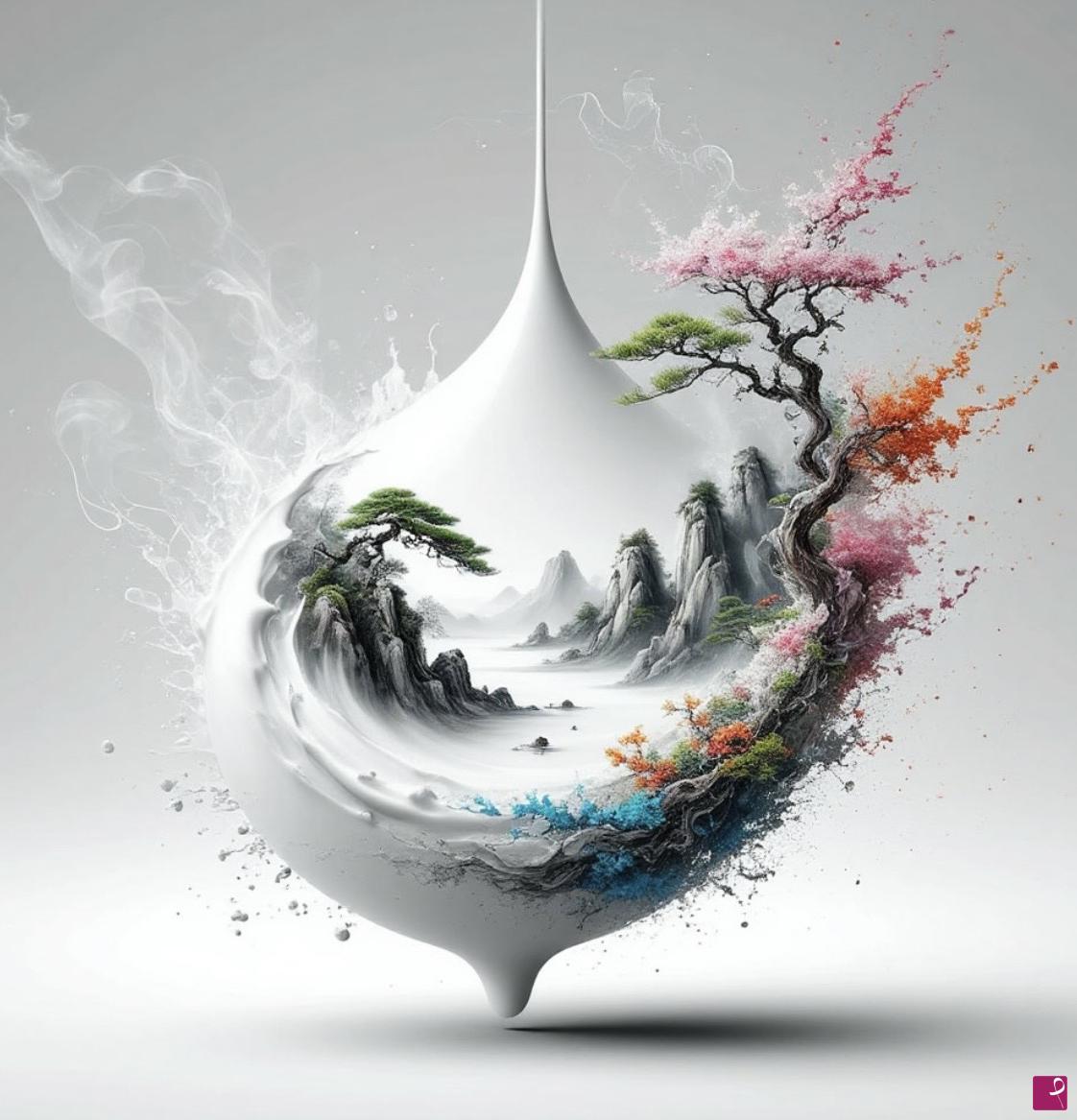 quadri in vendita online - Landscape in a drop