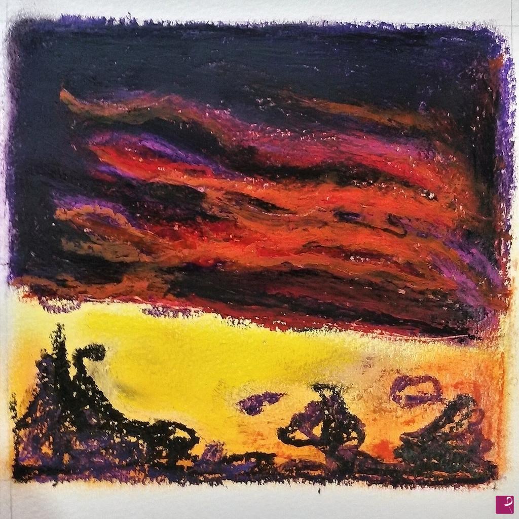 quadri in vendita online - landscape (purple, red, black)