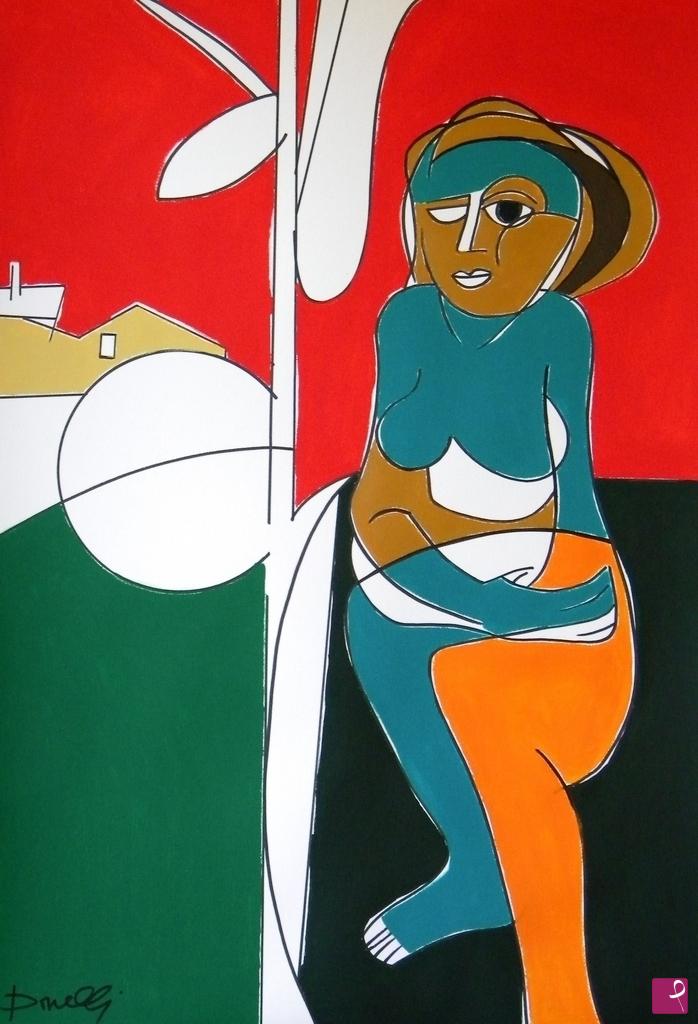quadri in vendita online - Landscape with girl