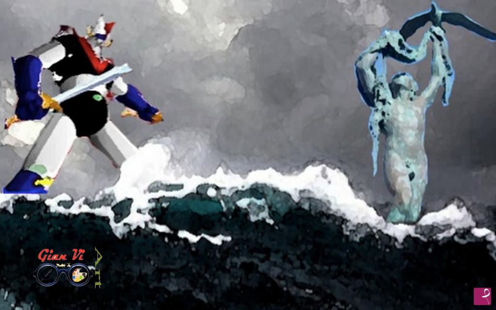 quadri in vendita online - L'Antico Pescatore contro il Grande Mazinger 