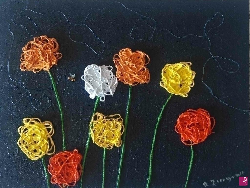 quadri in vendita online - L'ape cerca il fiore bianco