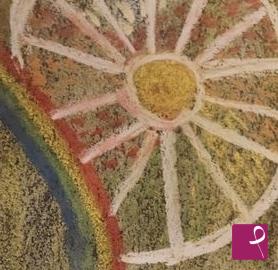 quadri in vendita online - L'arcobaleno del matrimonio tra il sole e un castello