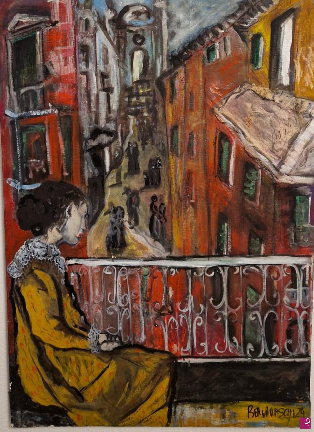 quadri in vendita online - L'ATTESA AL BALCONE
