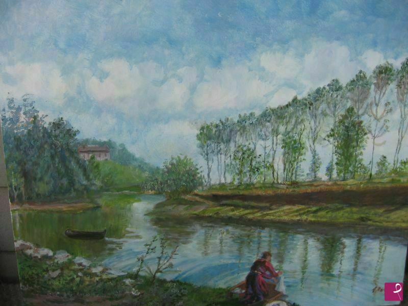 quadri in vendita online - lavandaia sul fiume