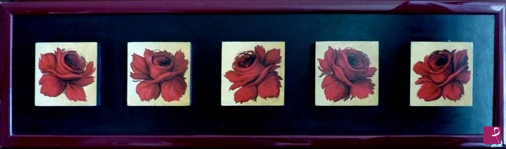 quadri in vendita online - le 5 rose rosse