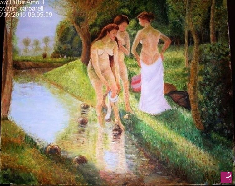 quadri in vendita online - le bagnanti nel bosco