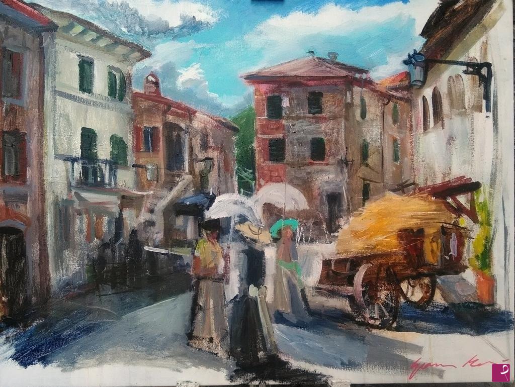 quadri in vendita online - Le dame in piazza