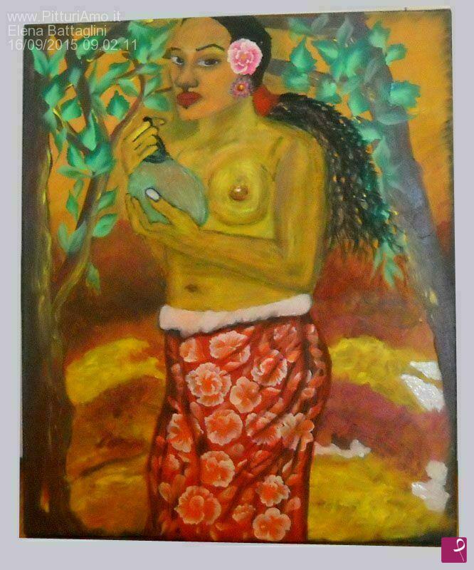 quadri in vendita online - le donne di Gauguin donna con pareo