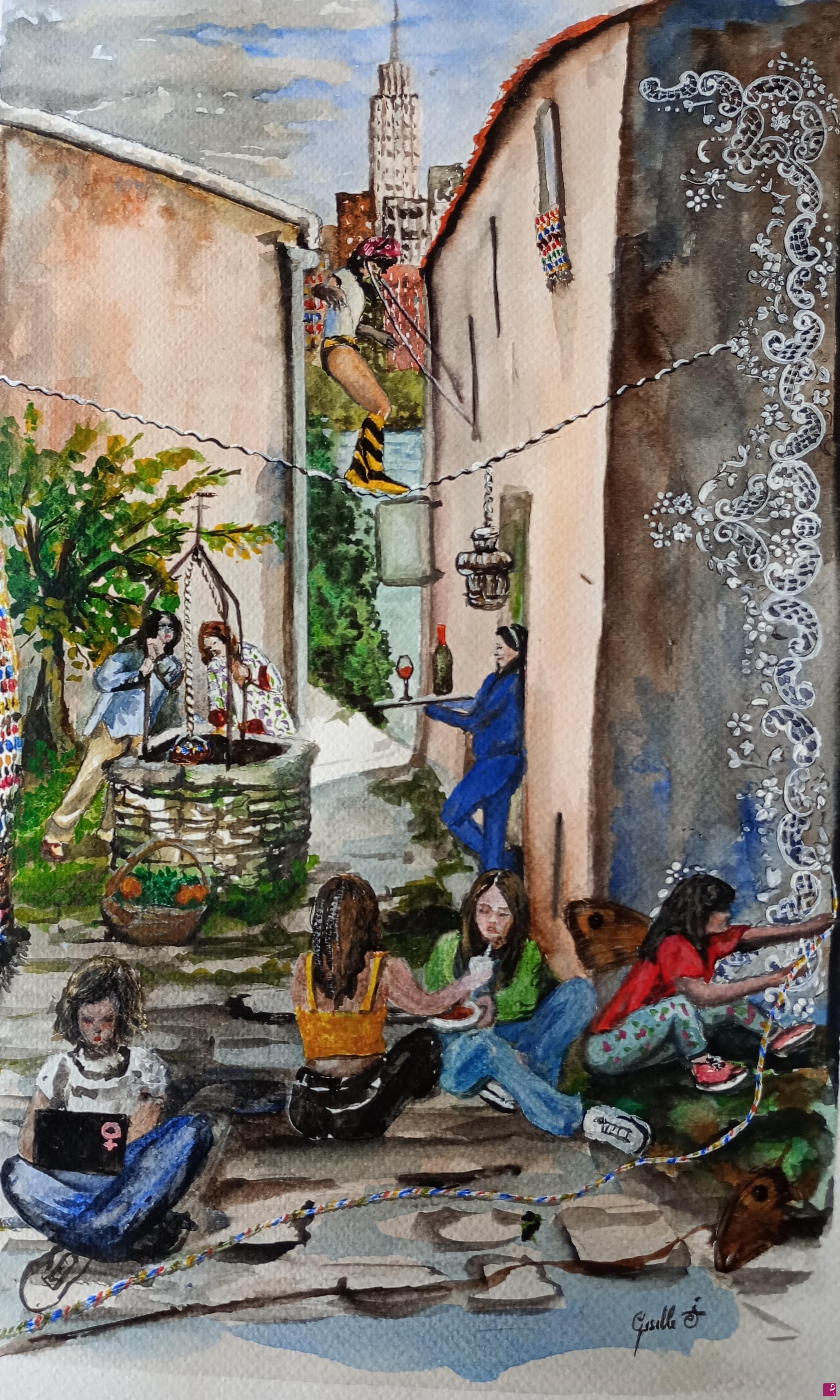 quadri in vendita online - Le donne rianimano i borghi.