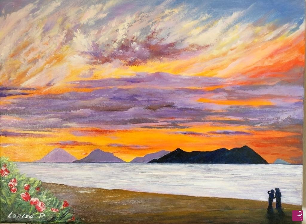 quadri in vendita online - Le Eolie al tramonto