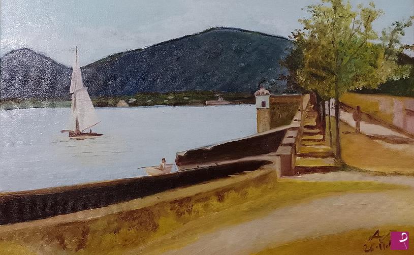 quadri in vendita online - "Le Quai des Pâquis, Ginevra" (1842- C.Corot) olio su tela 40*30