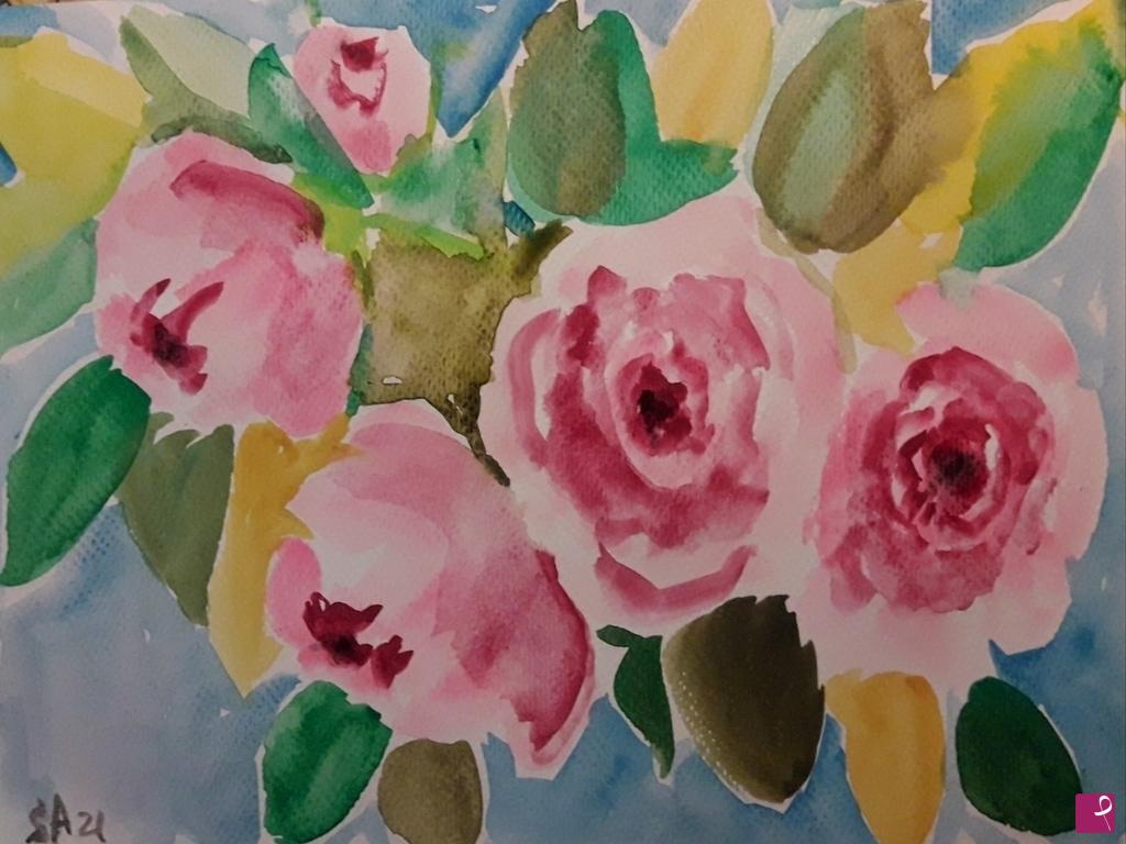 quadri in vendita online - Le rose in giardino 