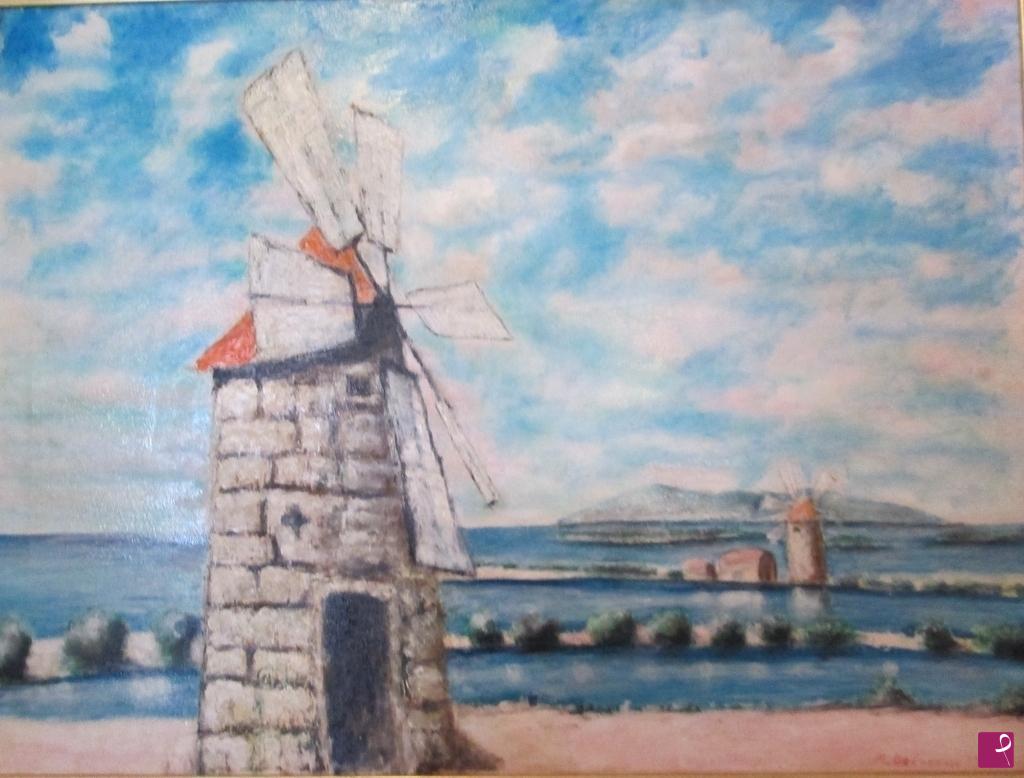 quadri in vendita online - Le Saline di Trapani e Marsala con Mulini anno 1999 2000€ 25% sconto disponibile