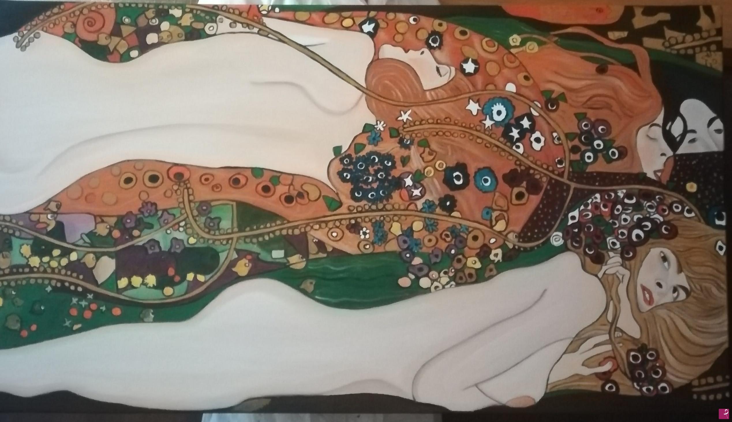 quadri in vendita online - Le sirene dipinto ad olio su tela copia di Klimt 